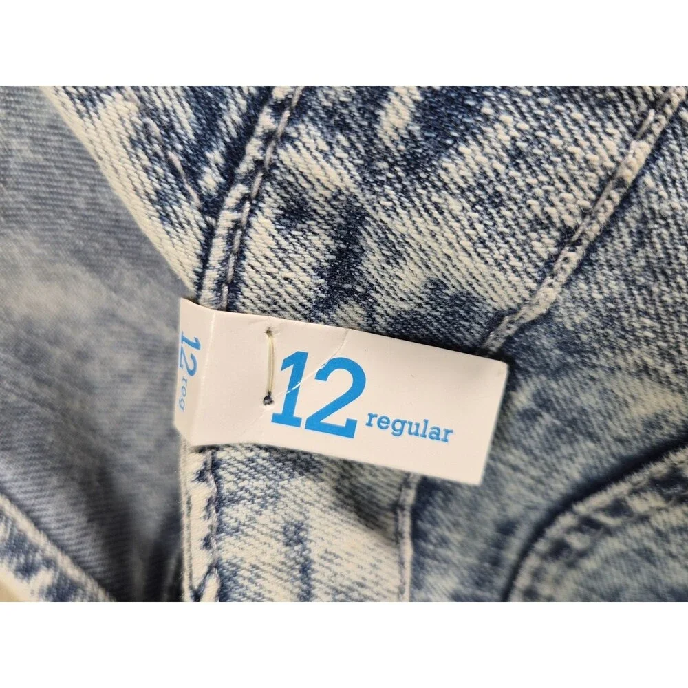 Justice Girls Size 12 Acid Wash Denim Distressed Overalls NWT Blue Pockets